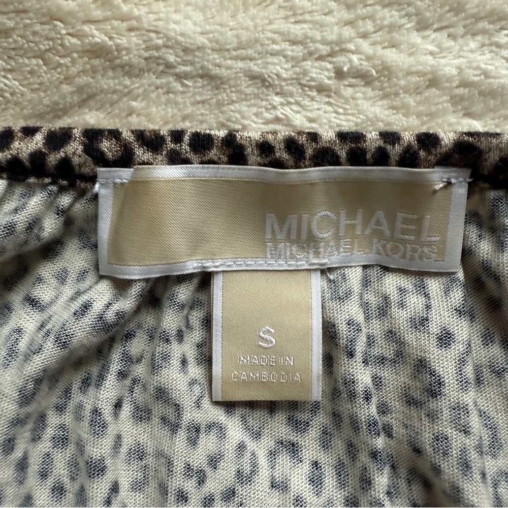 Michael Kors Leopard Print Women’s Peasant Top | … - image 3